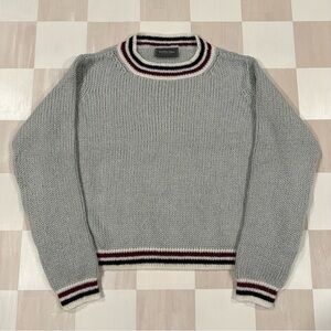 wooden ships mohair wool blend baby blue striped knit preppy sweater